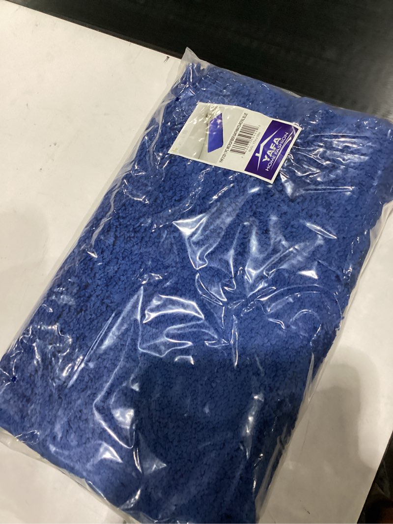 Condition photo showing Good Condition for bathroom runner rugs 17" x 59", extra thick & soft microfiber shaggy, machine washable bath mats, absorbent bath rugs, non-slip rubber backing bath mat for bathroom floor, tub and shower, royal blue royal blue 17" x 59" (rectangular)