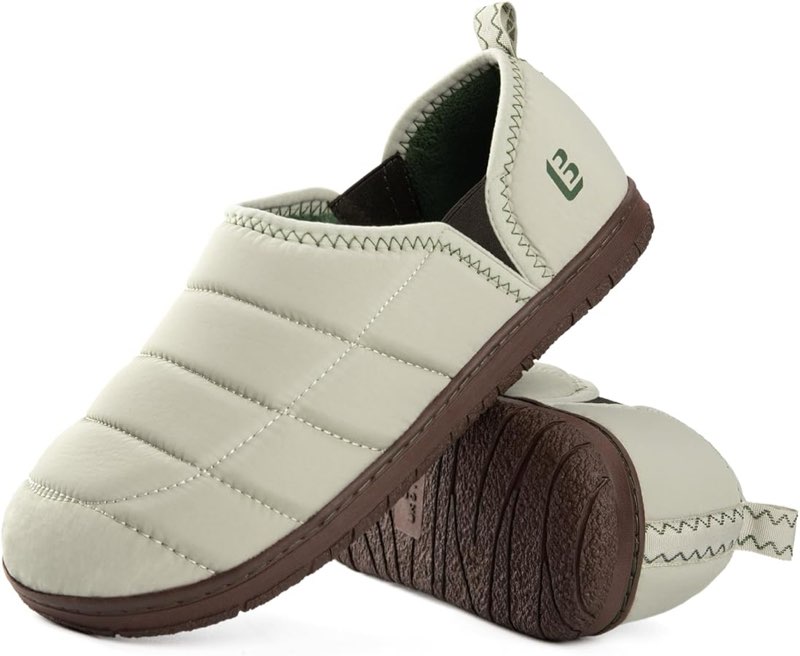 longbay men's outdoor slippers two tone warm memory foam slip on indoor house shoes bedroom loafers