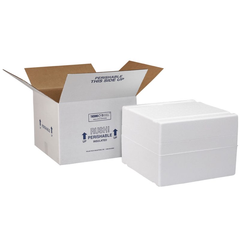 polar tech 245c thermo chill insulated carton with foam shipper, medium, original version(12inx8in)