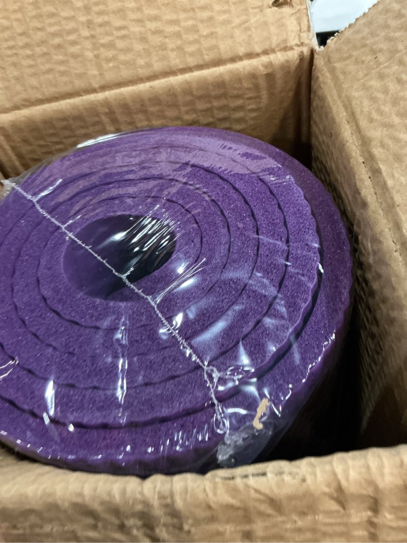 Condition photo showing New/Like New for gaiam yoga mat, pilates & exercise mat, thick 2/5" (10mm) workout mat with easy-cinch carrying strap for home & gym workouts purple 2/5" (10mm)