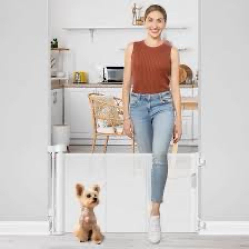 Short Dog Gate 0"-39" Wide Narrow Baby Gate 24” Tall Retractable Baby Gate to Step Over Short Gate f