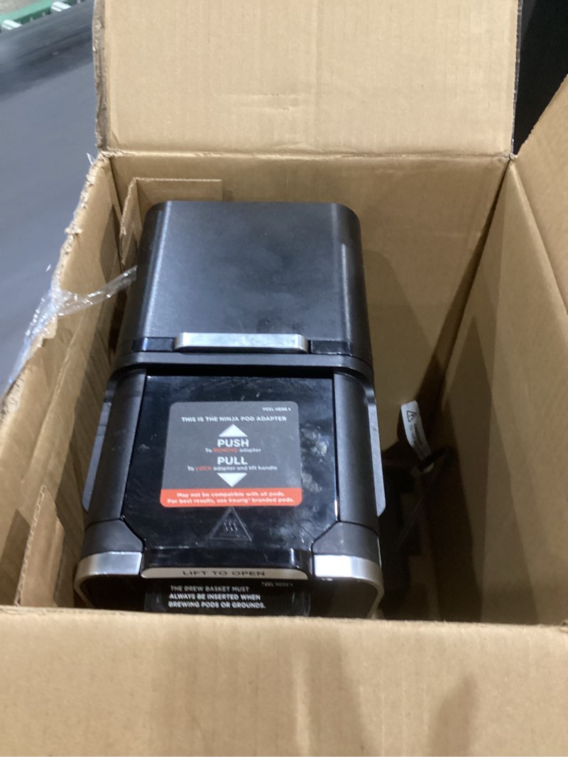 Condition photo showing As Is for ninja hot and iced coffee maker, single serve coffee maker and drip coffee machine, dualbrew pro specialty 12-cup with k-cup combo, includes permanent filter, cfp307 frother + permanent filter