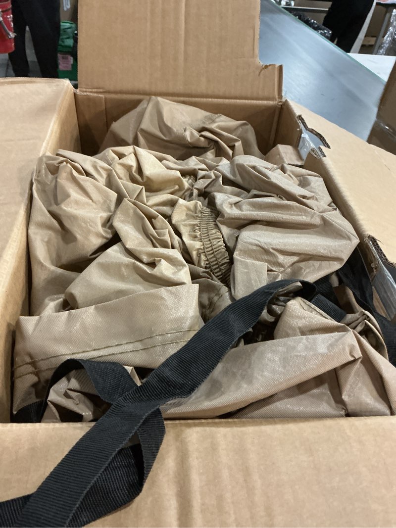 Condition photo showing As Is for Heavy Duty Outdoor Car Cover Custom Fit for 2007-2026 Jeep Wrangler 2 Door, Windproof All Weather Waterproof Sun Rain UV Dust Snow Protection Outdoor Car Covers Custom Fit Jeep Wrangler 2 Door brown