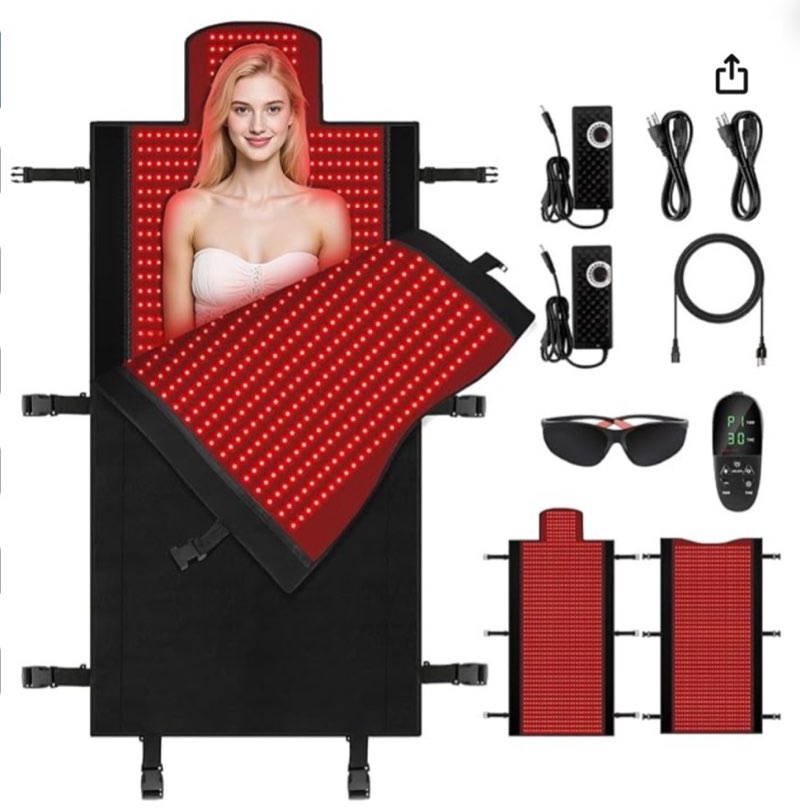 2570 LEDs Dual Full Body Red Light Therapy Mat, Eligible Red Light Therapy Blanket, 2570pcs Dual Wavelength LEDs(660nm& 850nm), Premium Leather, Adjustable Timer & Intensity