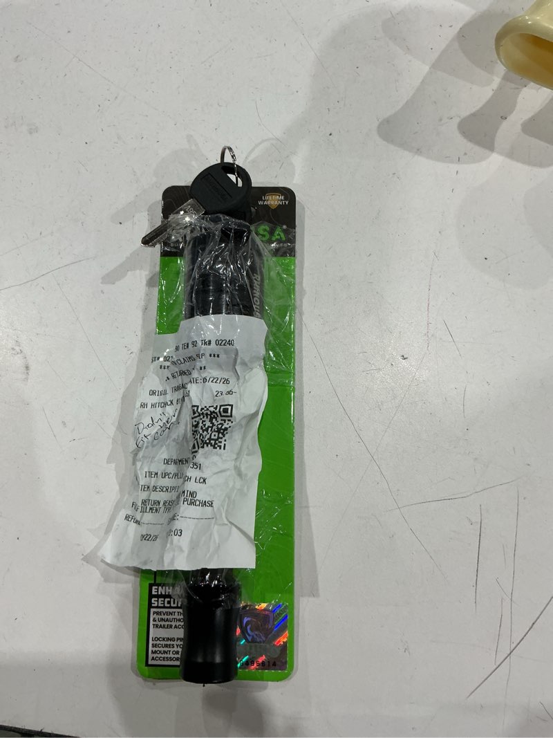 Condition photo showing As Is for rhino usa locking trailer hitch pin - waterproof, anti-theft lockable pin with rust protection - tow truck, boat, and bike