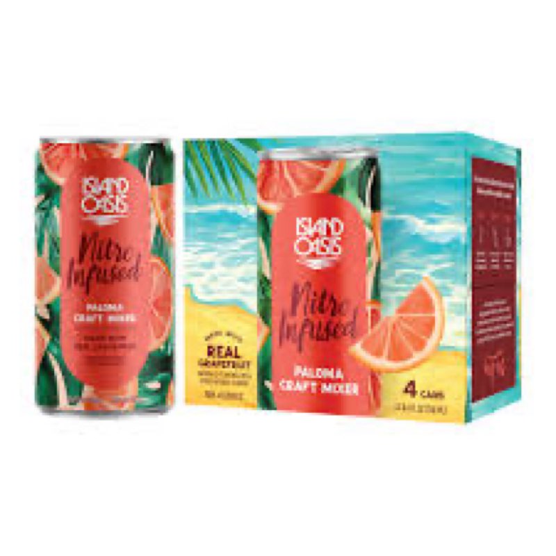 Best by: (08/13/26)Island Oasis Nitro Infused Paloma Craft Mixer, 8.4 fl oz, pack of 4, Naturally Flavored Mocktail & Non-Alcoholi