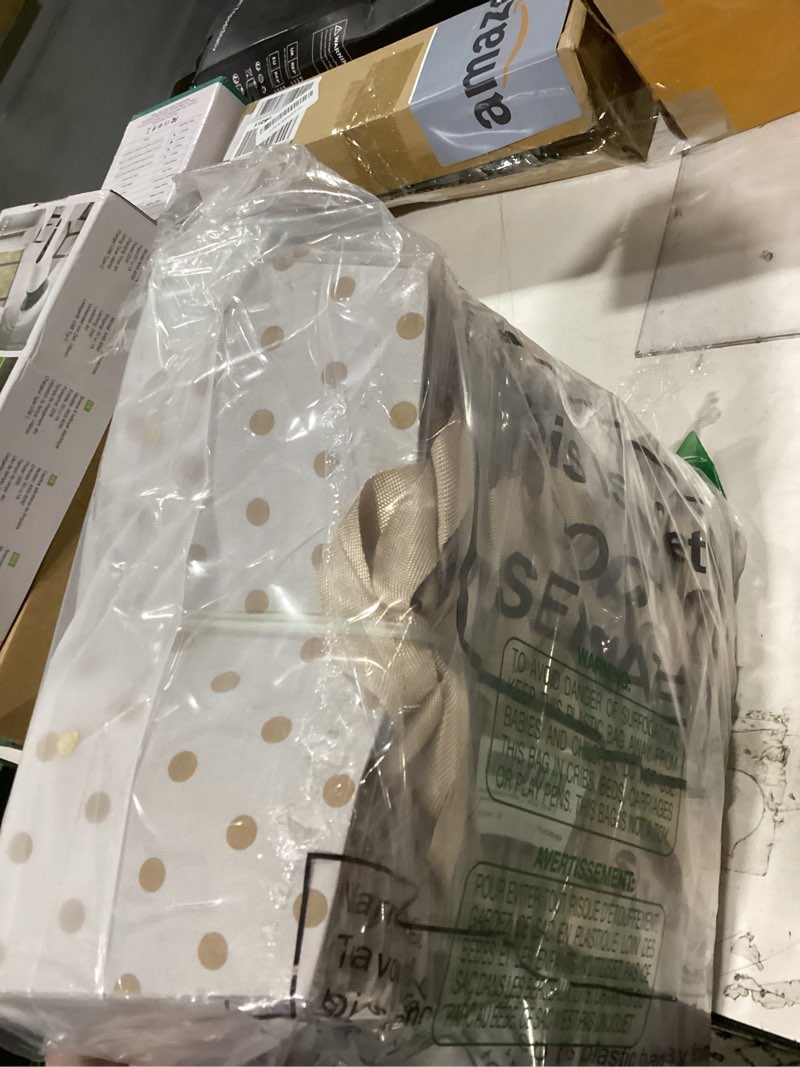 Condition photo showing Good Condition for pinkunn 48 pcs easter basket for gifts empty diy bulk party gift basket kit with handles market trays for packages wrapping wedding party anniversary display(white,polka dots) white polka dots