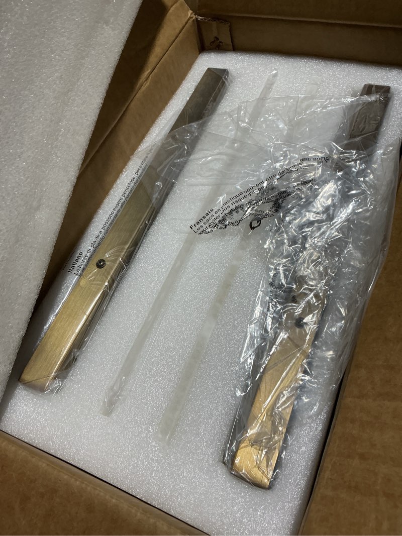 Condition photo showing Good Condition for 14.2in alabaster wall sconces, large natural marble wall sconces set of two, led modern wall lamp for bedroom, stairs, living room, vanity, bedside, hallway ?brushed bronze 12w? bronze-2pcs