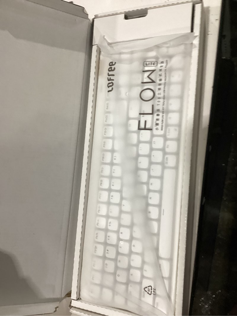 Condition photo showing New/Like New for Flow Lite 100 Keys Low Profile Mechanical Keyboard, Swappable Rechargeable Wireless Keyboard with 2.4G Receiver, Bluetooth and Wired Connection for Windows, Mac/ Specter Linear Switches (Off-white)