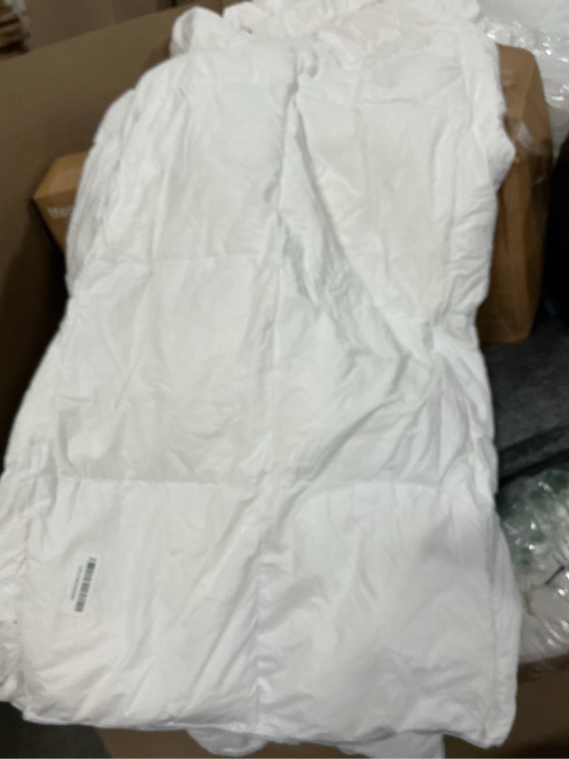 Condition photo showing Good Condition for goose feather down fiber comforter queen size, 100% cotton ultra soft fluffy duvet insert queen, all season luxurious hotel bedding comforter with 8 loops, white 90"x90" white queen