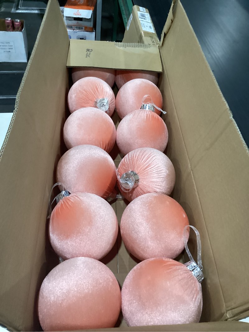 Condition photo showing Good Condition for 12 Pcs Jumbo Pink Velvet Christmas Balls Ornaments Bulk 6 Inch Extra Large Flocked Christmas Tree Ornaments Xmas Bulbs Decorations Giant Hanging for Outdoor Indoor Xmas Home Party