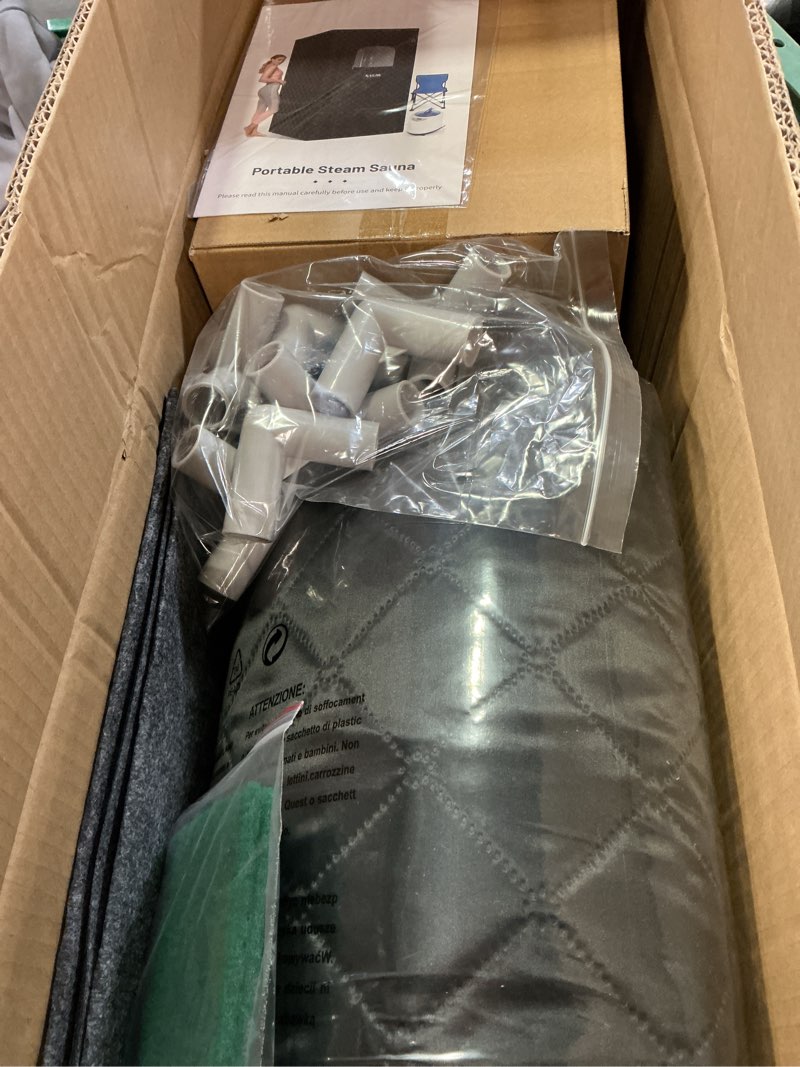 Condition photo showing New/Like New for upgraded portable sauna for home?relaxation, steam sauna for home with steamer, remote control, folding chair, 9 levels black