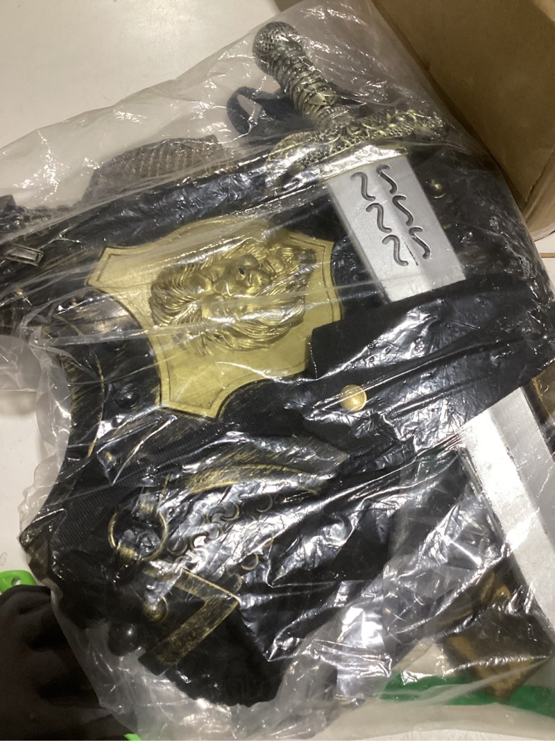 Condition photo showing As Is for 12pcs kids knight armor costume boys, medieval knight armor helmet swords shield accessories warrior weapons halloween
