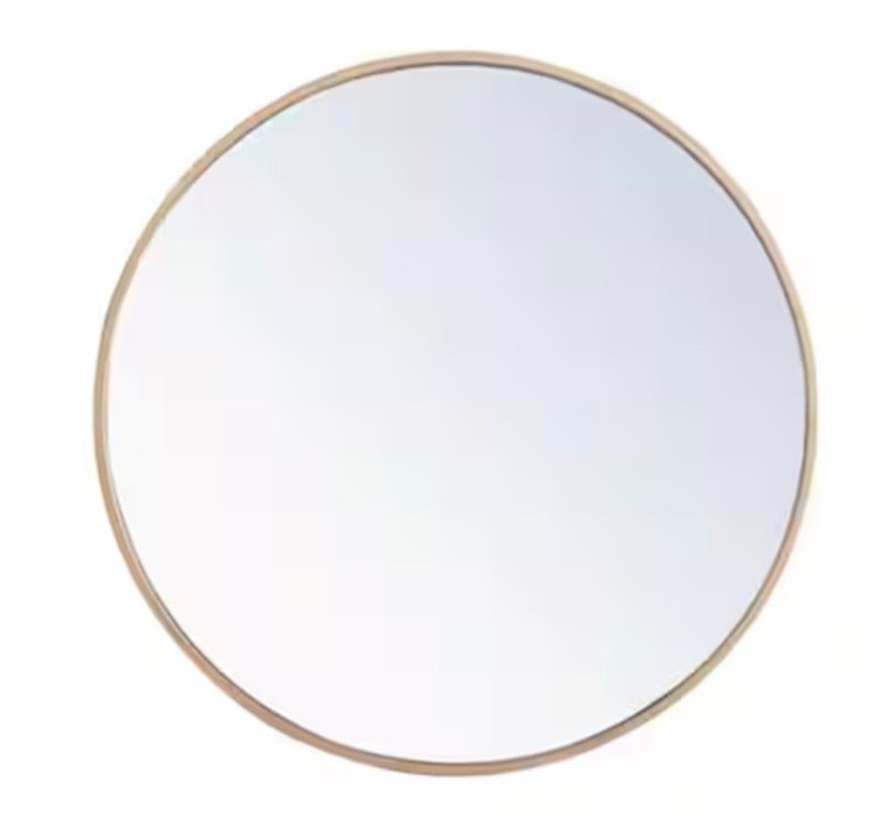 gold 24 in w x 24 in. h round metal framed wall mirror