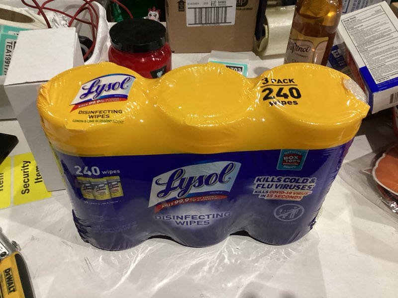 Condition photo showing New/Like New for Lysol® Disinfectant Wipes Bundle  Multi-Surface Antibacterial Cleaning Wipes  Lemon and Lime Blossom  80 Count Each(Pack of 3)