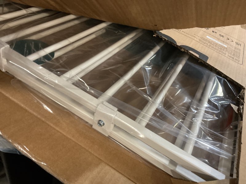 Condition photo showing New/Like New for babelio baby gate for stairs, kitchen & doorways, 26-43" w 28" h no bottom bar| easy installation| one-handed operation| auto-close| hardware mount (drill needed) safety dog/pet gate indoor (white) *white 28" h, 26-43" w-standard