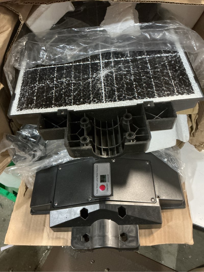 Condition photo showing As Is for jaynlt y-7200w solar street lights outdoor,680000lm 6500k high lumen parking lot lights commercial, dusk to dawn solar security flood lamps with motion sensor for parking lot,garage,stadium y-7200w 1pack