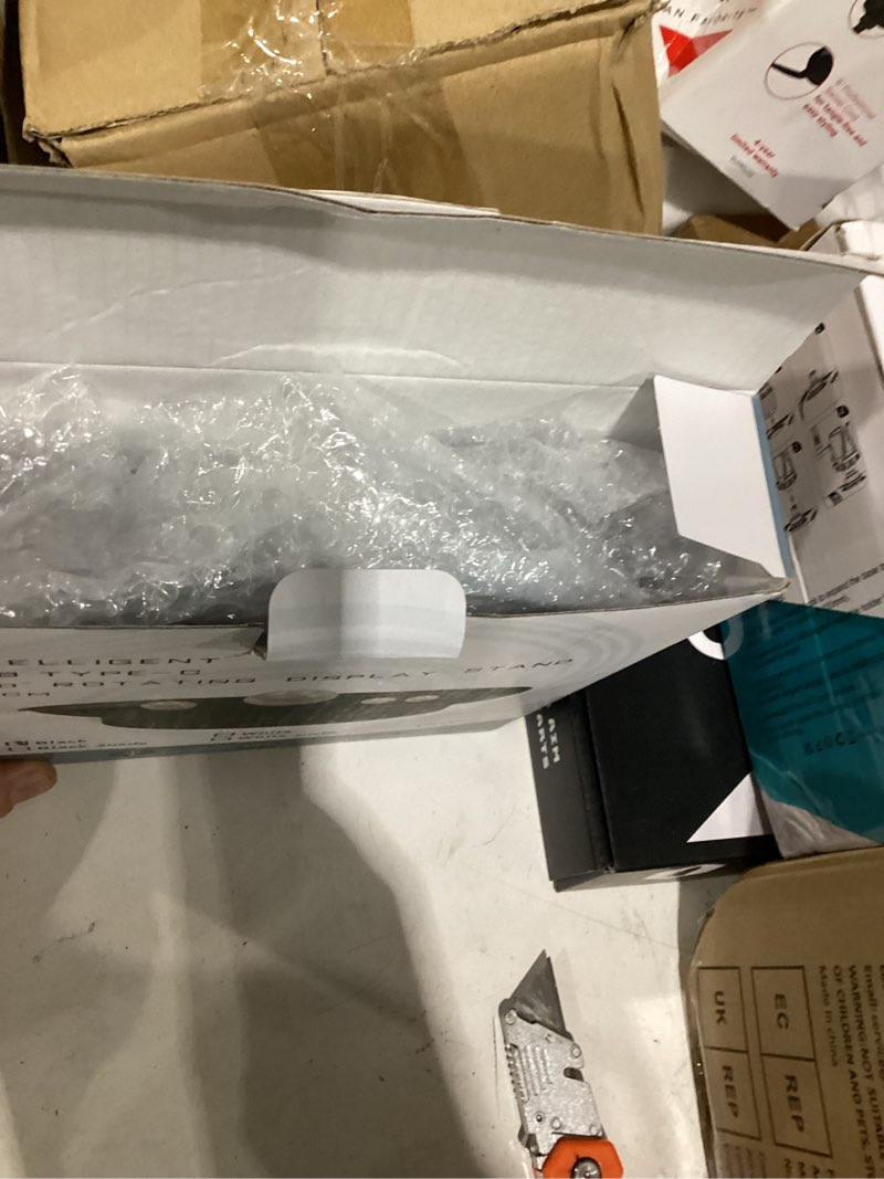 Condition photo showing New/Like New for motorized display stand - 7.87" rotating platform with mirror cover, usb charging port, 22 lbs load capacity, ideal for jewelry, 3d model, cake photography black 7.9 inch mirror cover