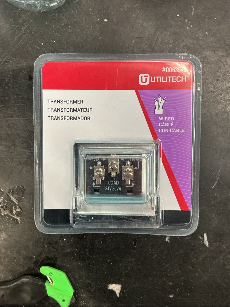 Condition photo showing As Is for utilitech multiple colors/finishes doorbell transformer