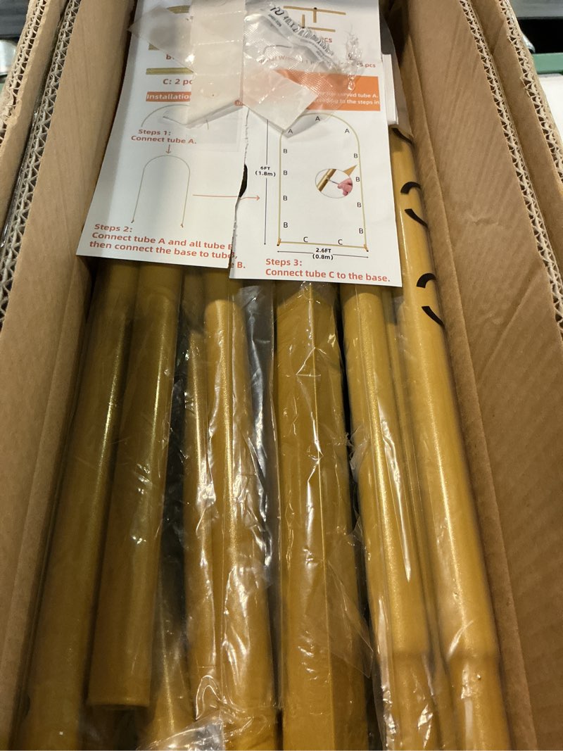 Condition photo showing Good Condition for metal arch backdrop stand, 7.2ft+6ft wedding arch frame, gold wedding arch backdrop stand set of 2, balloon arch backdrop for wedding birthday party baby shower graduation ceremony decor gold 7.2ft+6ft arch