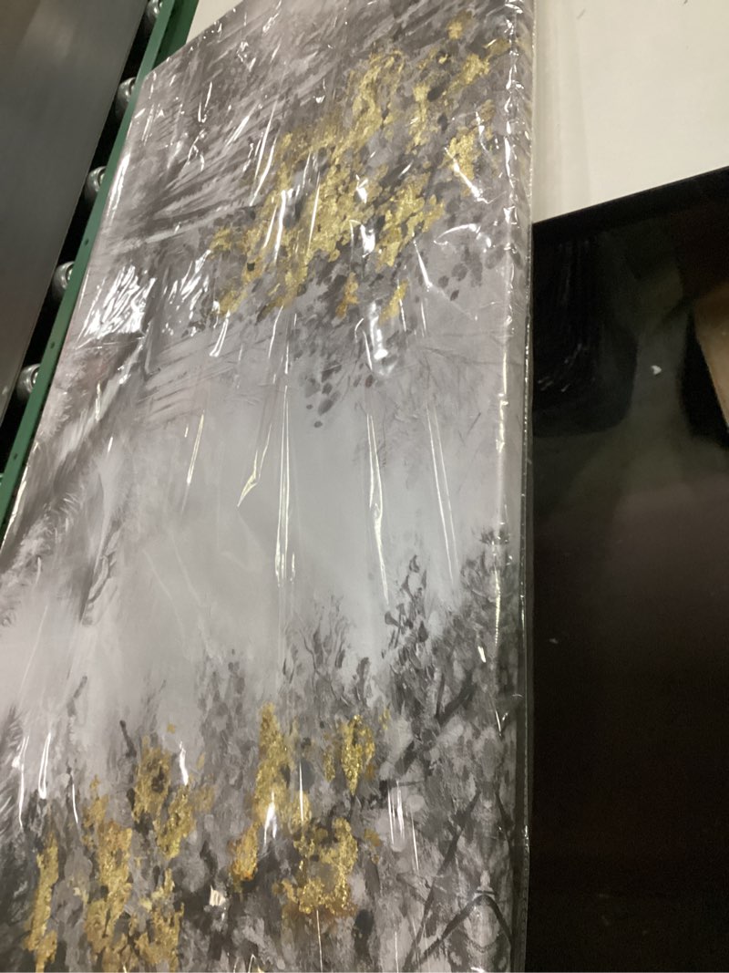 Condition photo showing Good Condition for SOUGUAN Misty Forest Wall Art/Living Room Wall Decorations/Black Art 24 x 48 Inch/Plant Oil Painting for Bedroom Kitchen Office Home Decor 48"L x 24"W Gold