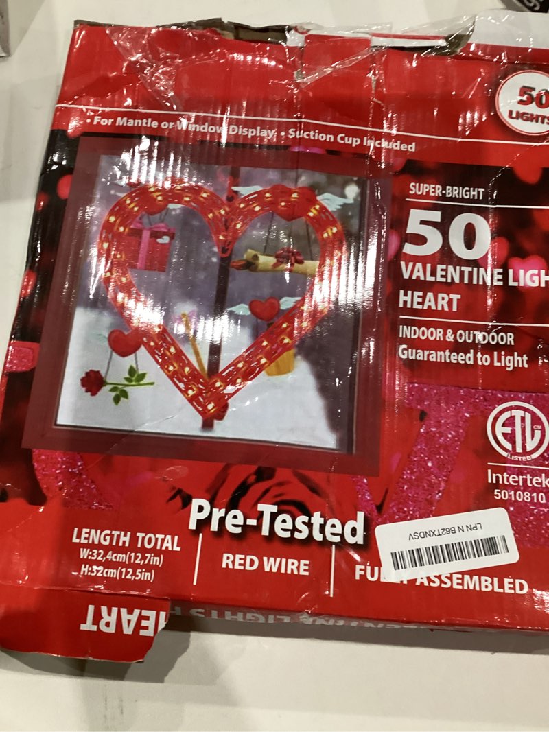 Condition photo showing As Is for LAMPHOME 50L Lighted Red Heart Valentine's Day Window Silhouette Decoration,Valentine Lights Heart