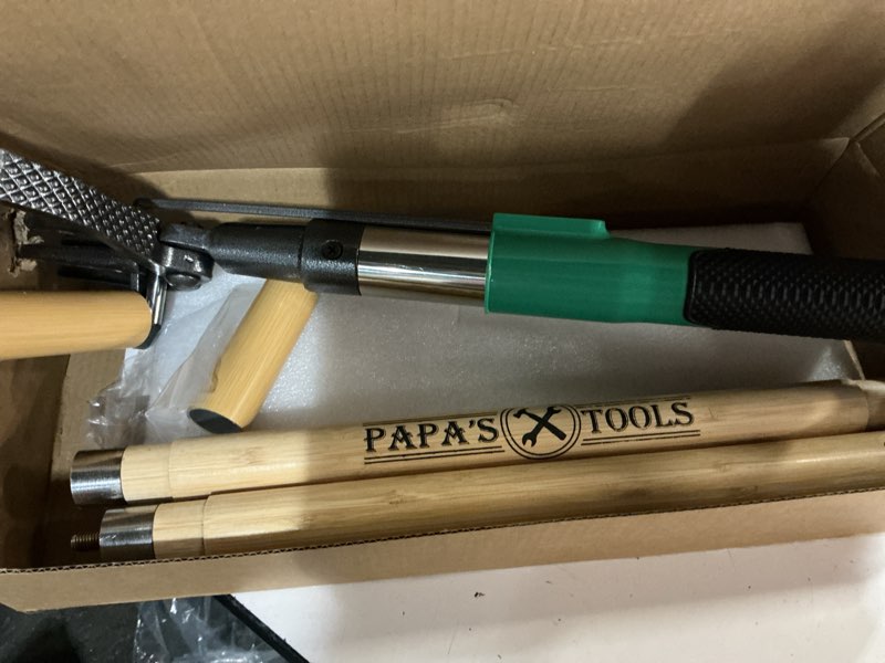 Condition photo showing Good Condition for papa's tools weed puller tool, 44" stand up weeder garden tools & 4 claw steel head, dual weed eject tech. made with real bamboo & long wooden handle, yard weeding remover for gardening men & women weed ejection technology