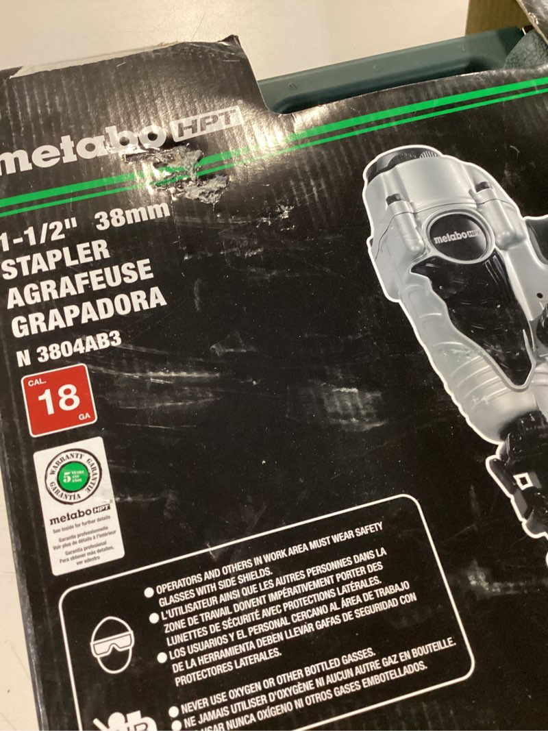 Condition photo showing As Is for metabo hpt 18-gauge 1/4-in narrow crown finish pneumatic stapler