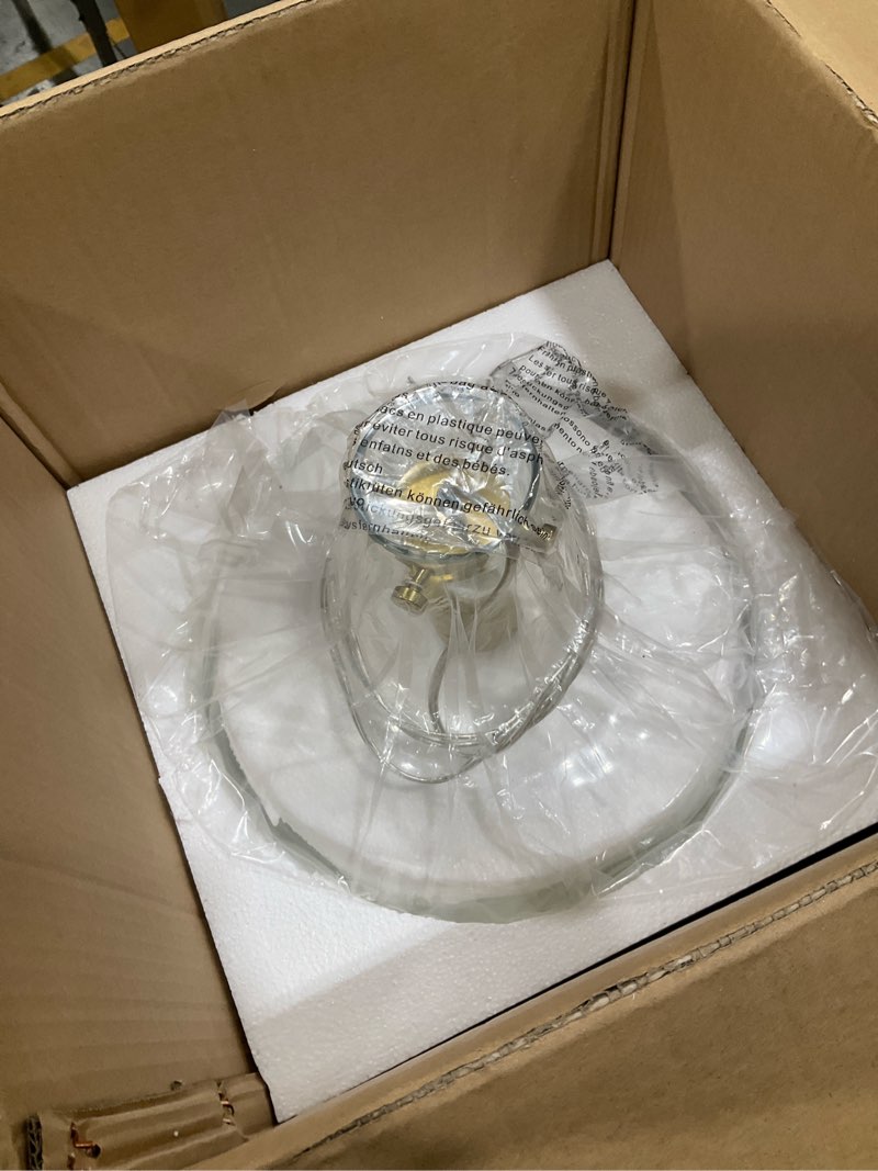 Condition photo showing Good Condition for 16" Extra Large Farmhouse Pendant Light – Hand-Blown Hammered Glass Shade, Gold Finish, Adjustable Chain Ceiling Light for Kitchen Island, Dining Room, Hallway Gold Chain