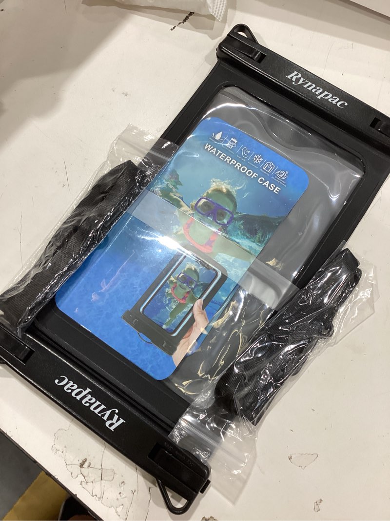 Condition photo showing New/Like New for rynapac large waterproof phone pouch [up to 10"] - 2 pack ipx8 waterproof phone case for iphone 17 16 15 pro max galaxy s26 ultra, touchscreen & underwater photography, beach cruise essentials 2026 extra large [10-inch] [black + black] large waterproof phone pouch