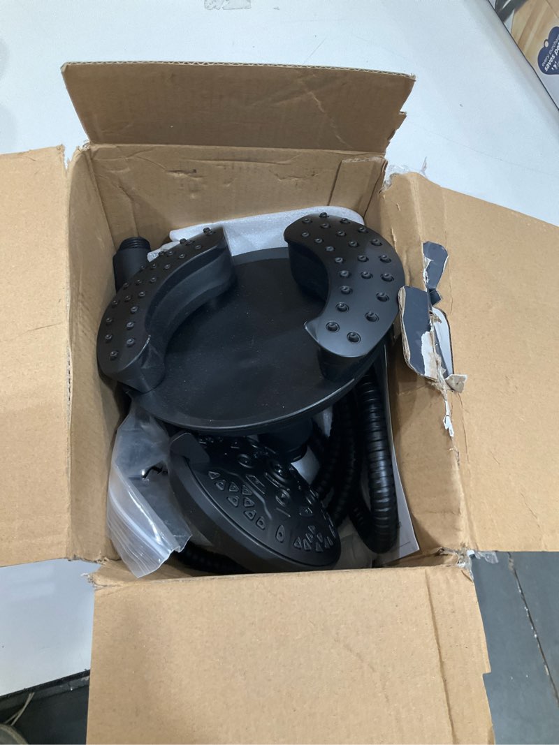 Condition photo showing Good Condition for shower heads with handheld spray combo: 7.2" rain shower head & handheld shower head 2-in-1 shower head with 60" hose (black), shower trim systems 15391-2.5 gpm black