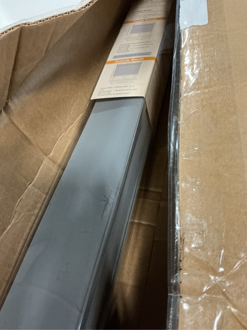Condition photo showing As Is for persilux cordless blackout roller shades for windows & blinds with valance, thermal insulated fabric window shades, uv protection for home and bedroom (grey, 19" w x 64" h) 19"w x 64"h grey