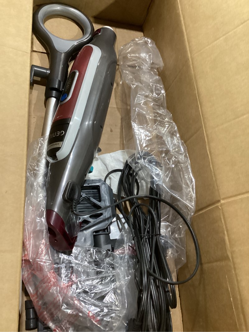 Condition photo showing As Is for shark genius hard floor cleaning system pocket (s5003d) steam mop, burgundy/gray steam genius premium, not tested, incomplete