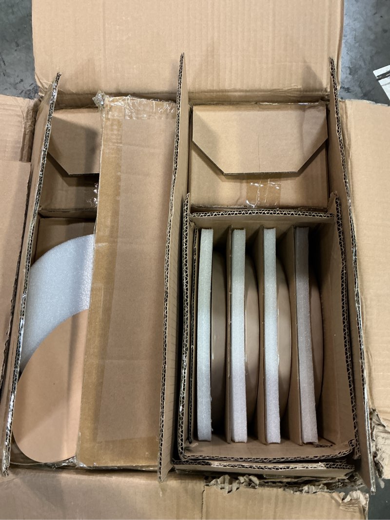 Condition photo showing New/Like New for Famiware Mars Plates and Bowls Set, 24 Pieces Dinnerware Sets, Dishes Set for 8, Cinnamon Brown Cinnamon Brown Set(24pcs)
