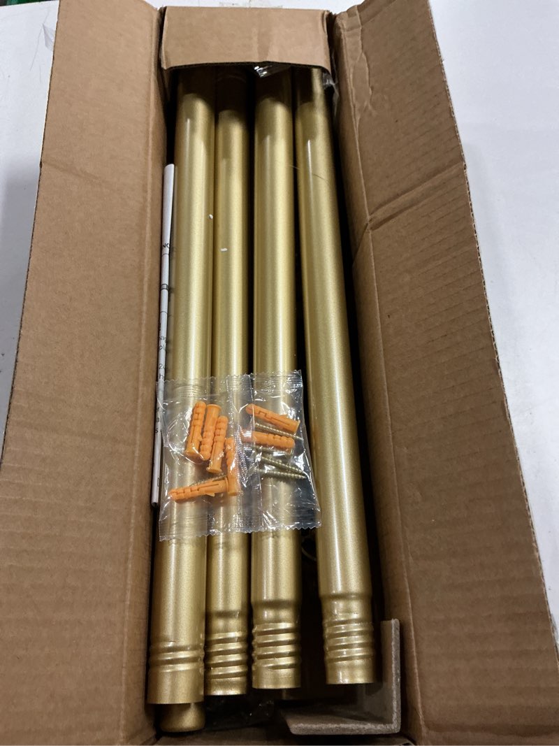 Condition photo showing Good Condition for yafex curtain rods 32-118 inch, heavy duty 1 inch adjustable curtain rod for windows, gold long window treatment rods, modern design, easy installation