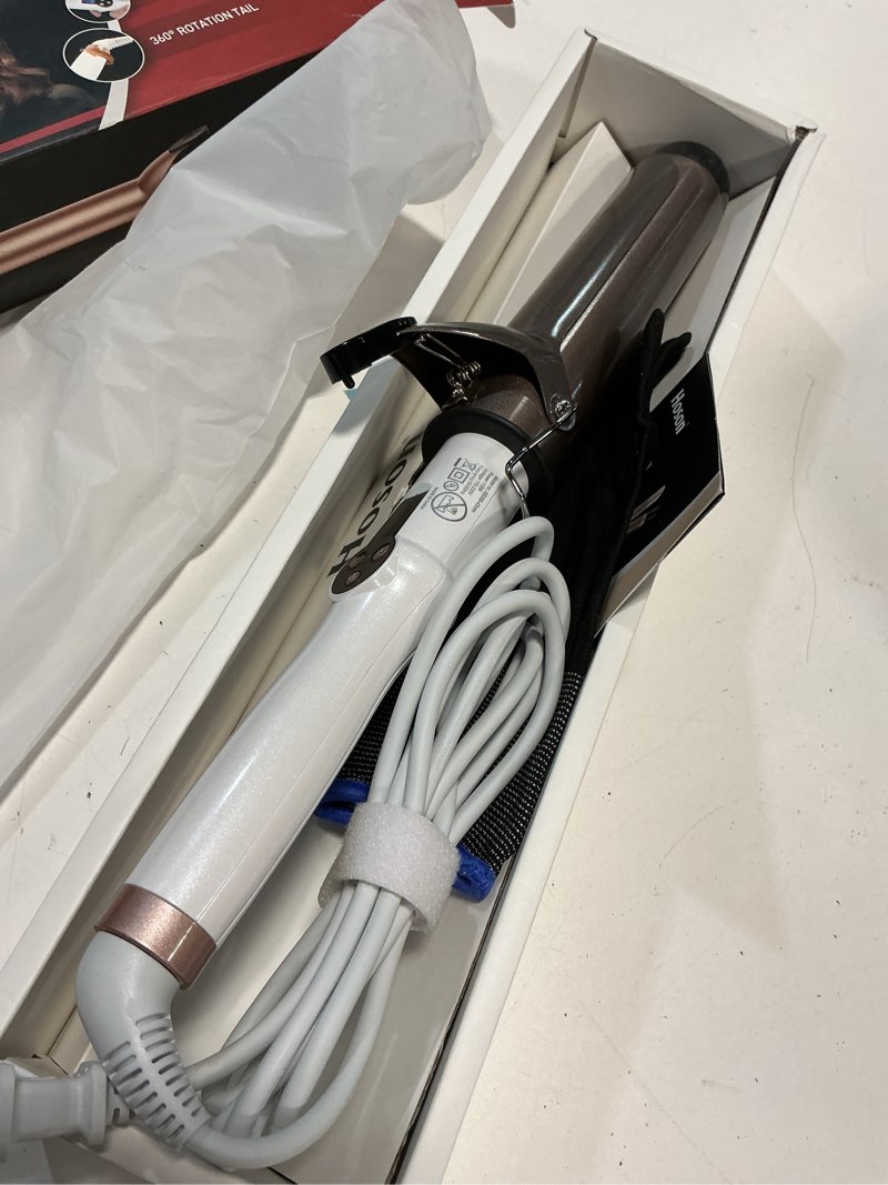 Condition photo showing Good Condition for hoson 1 3/4 inch curling iron large barrel, 1.75 long barrel curling wand dual voltage, ceramic tourmaline coating with lcd display, glove include