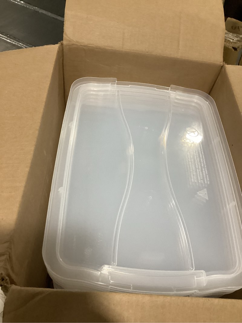 Condition photo showing Good Condition for rubbermaid cleverstore 17 qt clear storage bins with lids, 6-pack, stackable, bpa-free, made in usa 17 qt – 6 pack