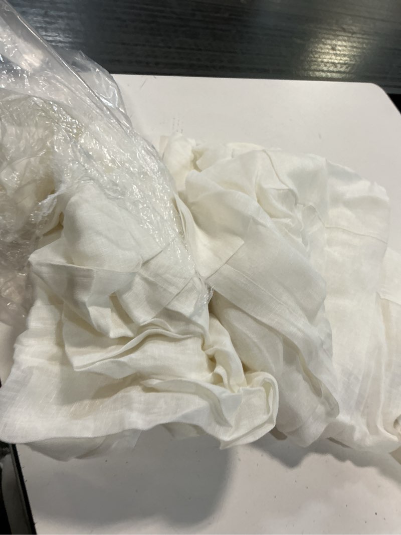 Condition photo showing Good Condition for european linen sheer curtain set (set of 2), 48x96, white