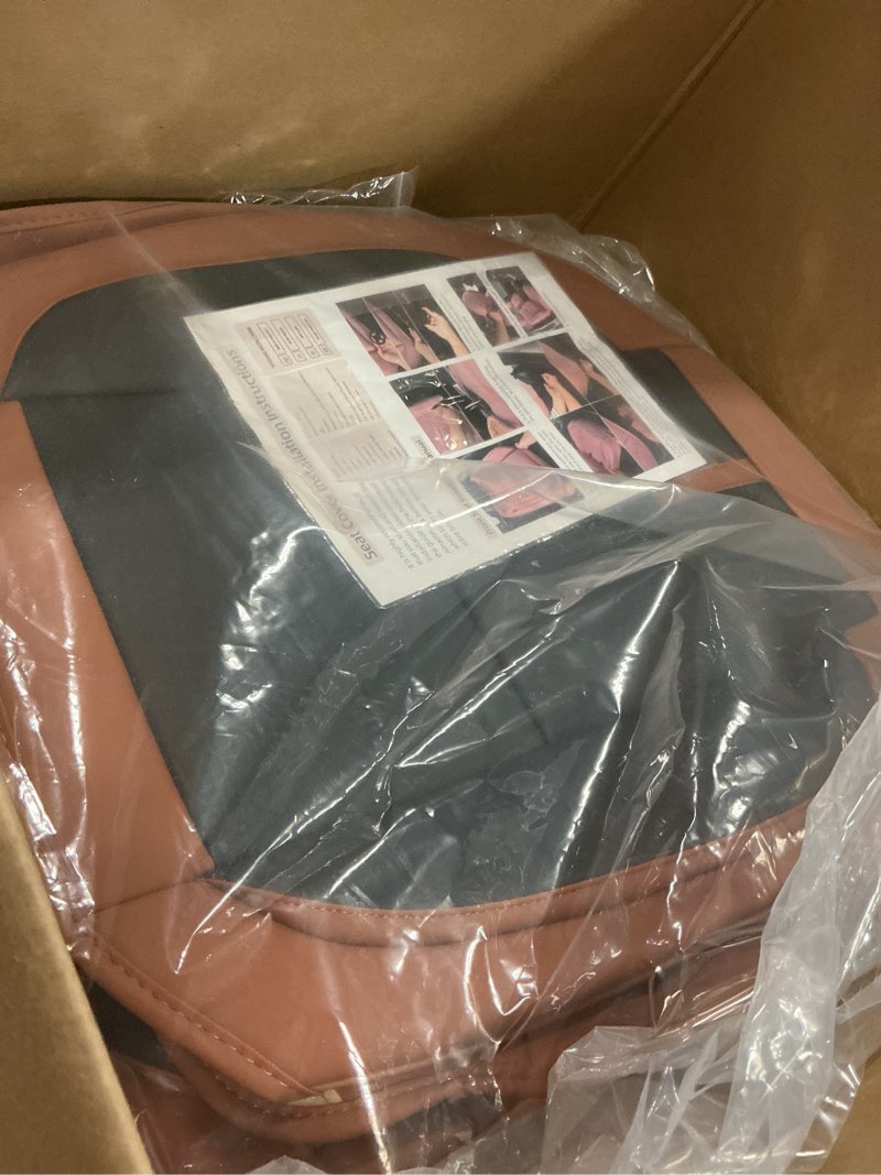 Condition photo showing Good Condition for Auto Car Seat Covers Accessories Full Set Leather Cushion Protector Breathable Waterproof Seat Cover for Cars Universal Fit (Brown&Black, FullSet Without Headrest)