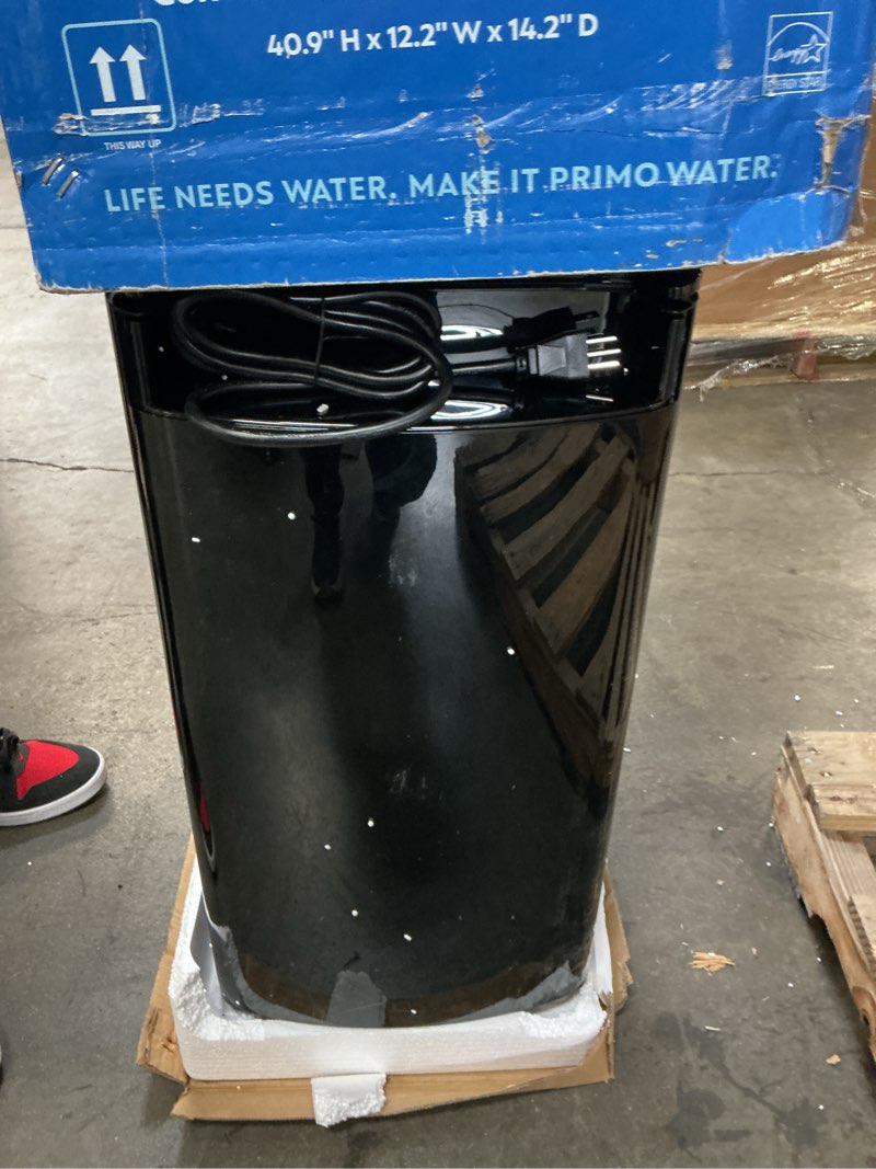 Condition photo showing As Is for primo bottom load black water cooler