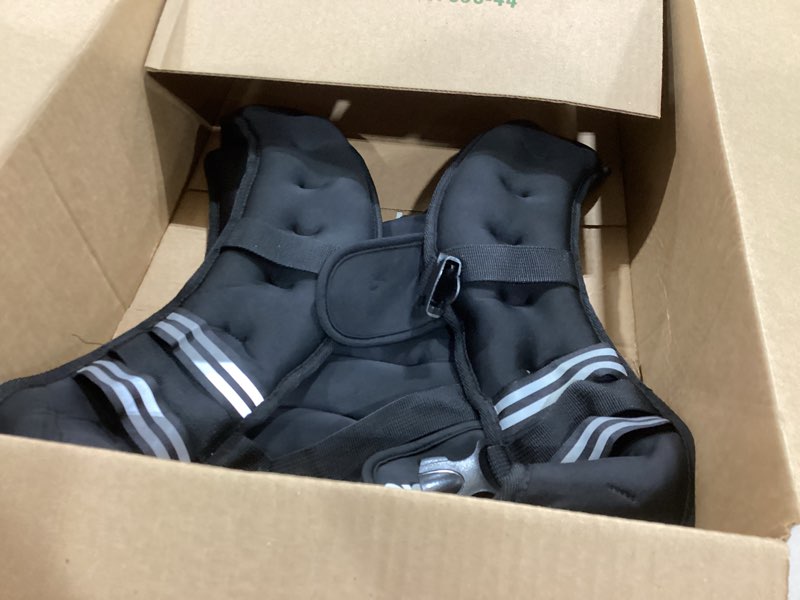 Condition photo showing Good Condition for zelus weighted vest, 6lb/8lb/12lb/16lb/20lb/25lb/30lb weight vest with reflective stripe for workout, strength training, running, fitness, muscle building, weight loss, weightlifting 20lb black