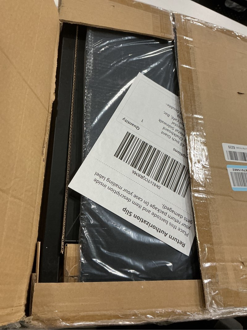 Condition photo showing New/Like New for TOWON 19 x 43 Inch Giant Floor-Standing Chalkboard Signs, Hanging Metal Sidewalk Sign with Base, Pedestal Chalkboard Easel for café, Bar, Bistro, Florist, Wedding Outdoor, Portable and Double-Sided Pole Mount