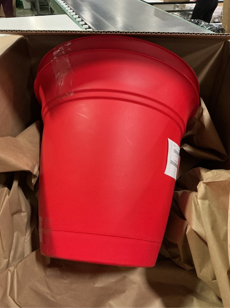 Condition photo showing New/Like New for The HC Companies 16 Inch Eclipse Round Planter Pots with Drainage Holes & Attached Saucer, Lightweig,set of 2