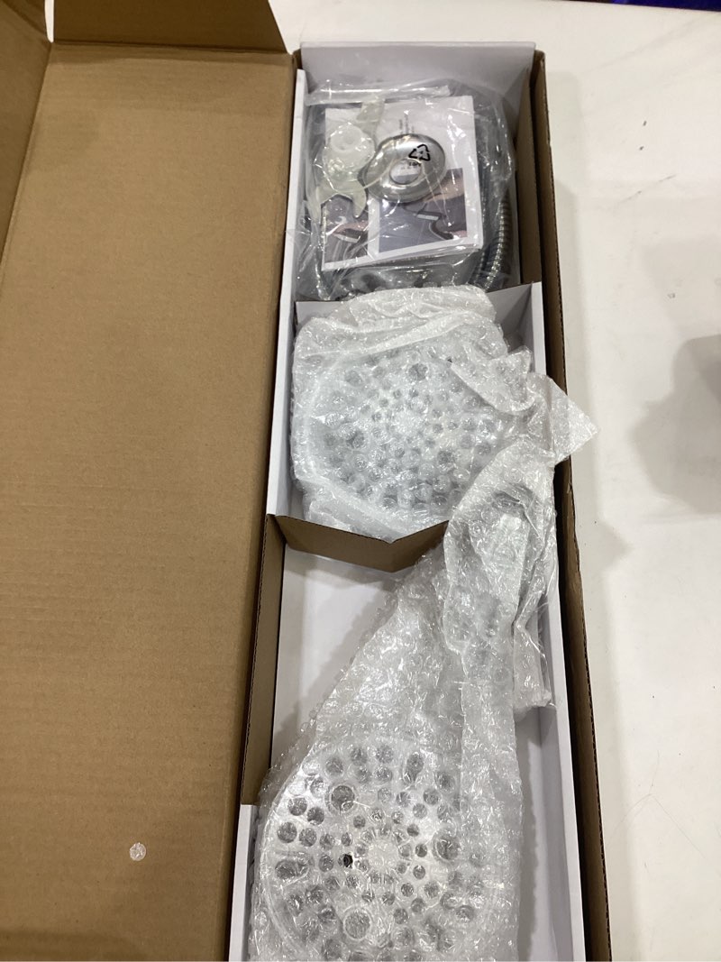 Condition photo showing As Is for High Pressure Handheld/Rain 82-mode 3-way Shower Head Combo with 25.75" Adjustable Drill-free Stainless Steel Slide Bar, Pet & Tub Power Wash and Anti-clog Nozzles, with 5ft Hose - Polished Chrome