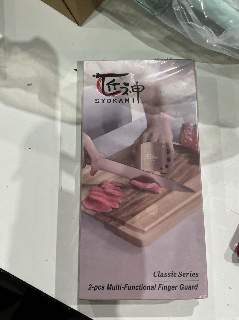 Condition photo showing New/Like New for syokami stainless steel finger guards for cutting food, finger protectors for slicing as gift for couple, women or mom with gift box rose gold