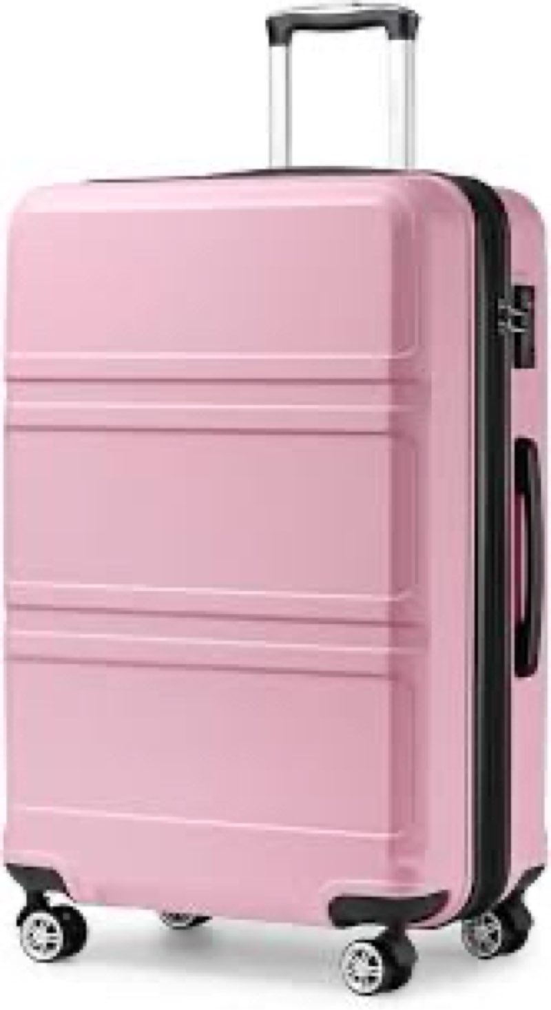 Kono 28 Inch Luggage Expandable Suitcase Lightweight with Spinner Wheels TSA Lock Hardside Large Checked Luggage Durable Rolling Suitcase Black Checked-Large 28-Inch Pink