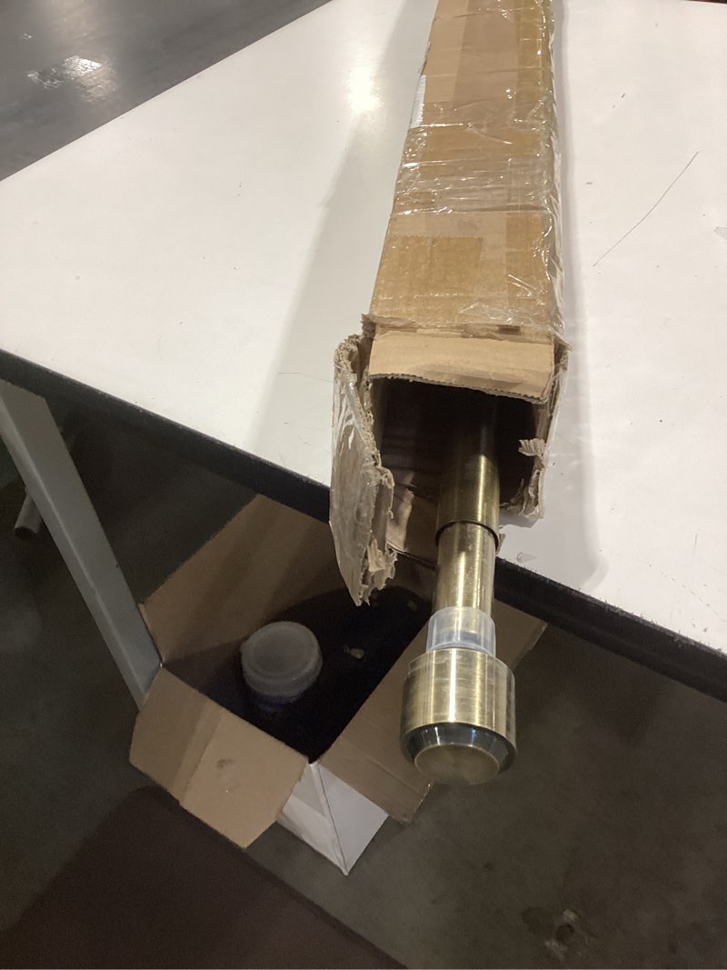 Condition photo showing As Is for heavy duty curtain rods, 1 1/8 inch diameter single curtain rod 72-144inch(6-12ft) extendable length with end caps adjustable modern brackets-antique bronze antique bronze 72-144"