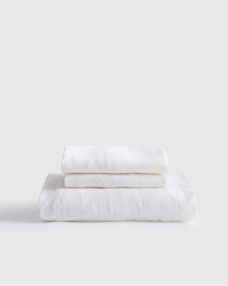 (king, color white)european linen fitted sheet set(quince)