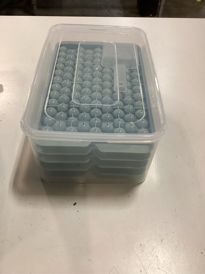 Condition photo showing New/Like New for wibimen mini ice cube trays, 0.55” tiny pebble ice for iced coffee & cocktails, fast chill, easy twist release, stackable with lid & storage bin (4 pack, blue) 4pack/0.55in blue