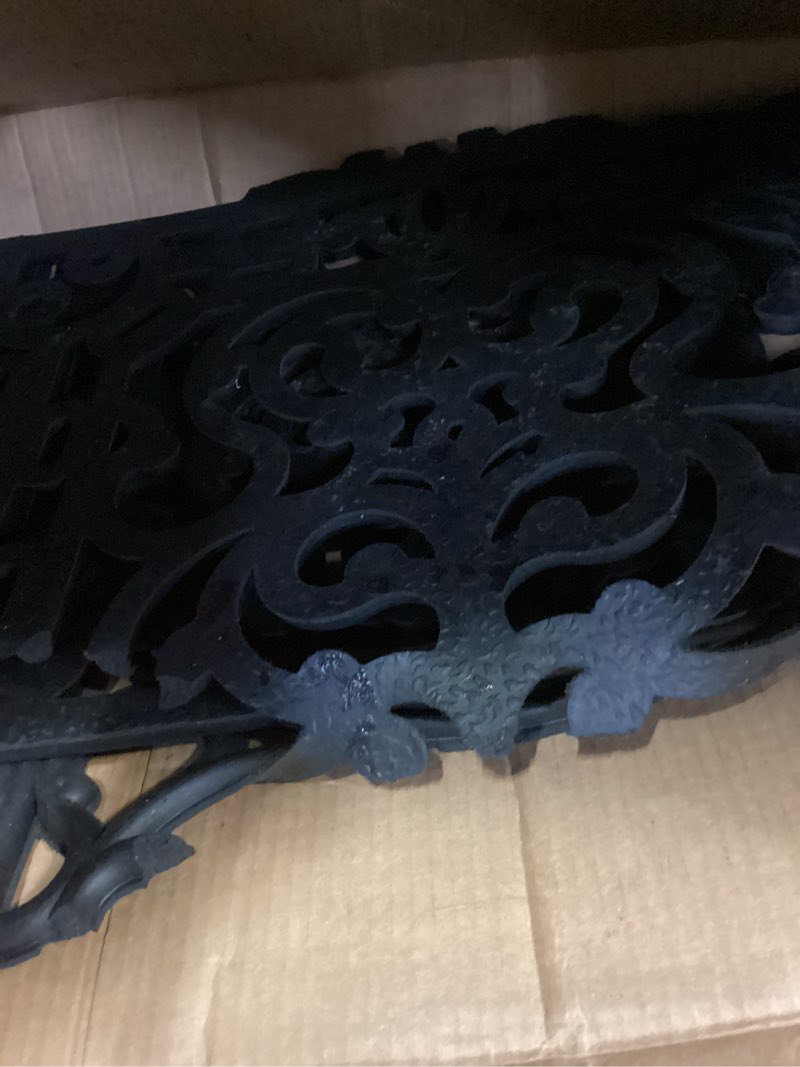 Condition photo showing As Is for calloway mills 900082248 pineapple heritage rubber doormat, 2' x 4', black 1'10" x 4' (rectangular) pineapple heritage